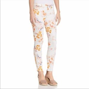 7 for all mankind orange & white floral jeans, size 27
